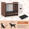 Rustic Brown 2-in-1 Wooden Dog Crate End Table with Removable Pull-Out Tray and Lockable Door